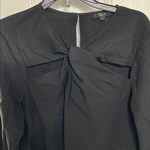 Rails Black Twist-Front Long Sleeve Blouse